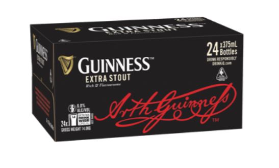 Guinness Extra Stout 6% Bottles 375ml x 24
