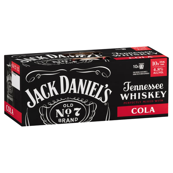 Jack Daniel's & Cola 2x10 (20) Pack Cans 4.8% 375ml