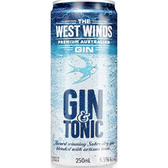 West Winds Gin & Tonic Cans 250ml Ctn/24